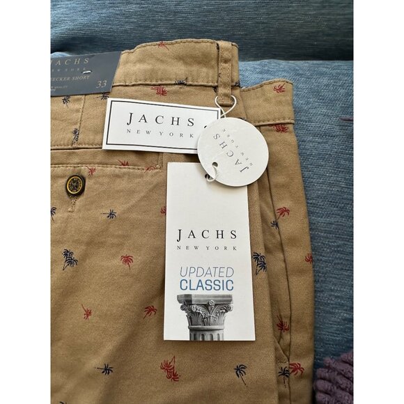 NEW Jachs New York Printed Chino Short 9" Inseam‎ Dark Khaki Tree Print Size 33 - Picture 3 of 4